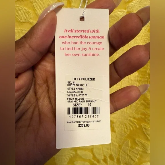 NWT Lilly Pulitzer Kavianna Dress Color: Finch Yellow Stacked Palm Burnout SZ 10 - Picture 9 of 11